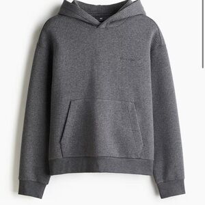 H&M Men's Ribbed Crewneck Hoodie - Charcoal Gray